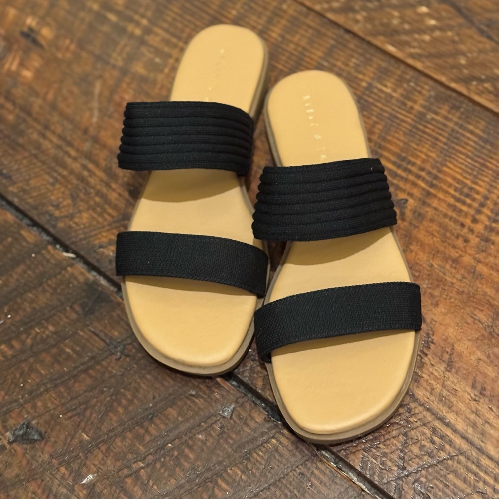 Kelly & Katie Black Strappy Slide Sandals Size 8.5